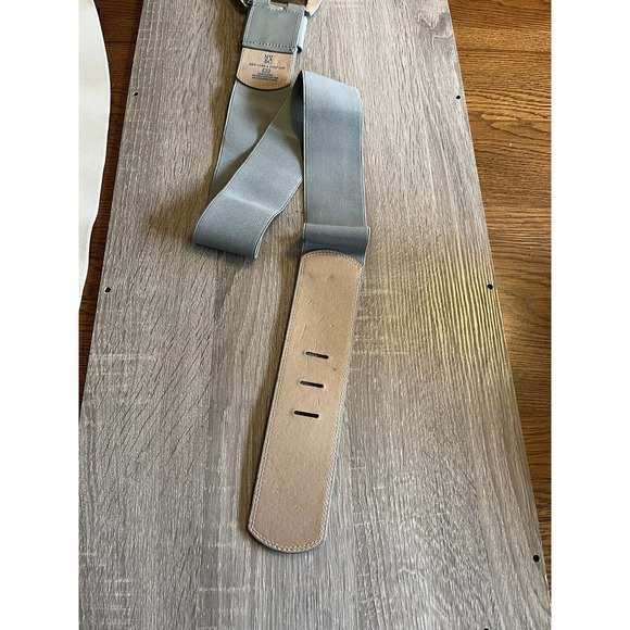 NY & Co Woven Elastic Steel Gray Faux Leather Stretch Belt Sz L / XL - Picture 7 of 8